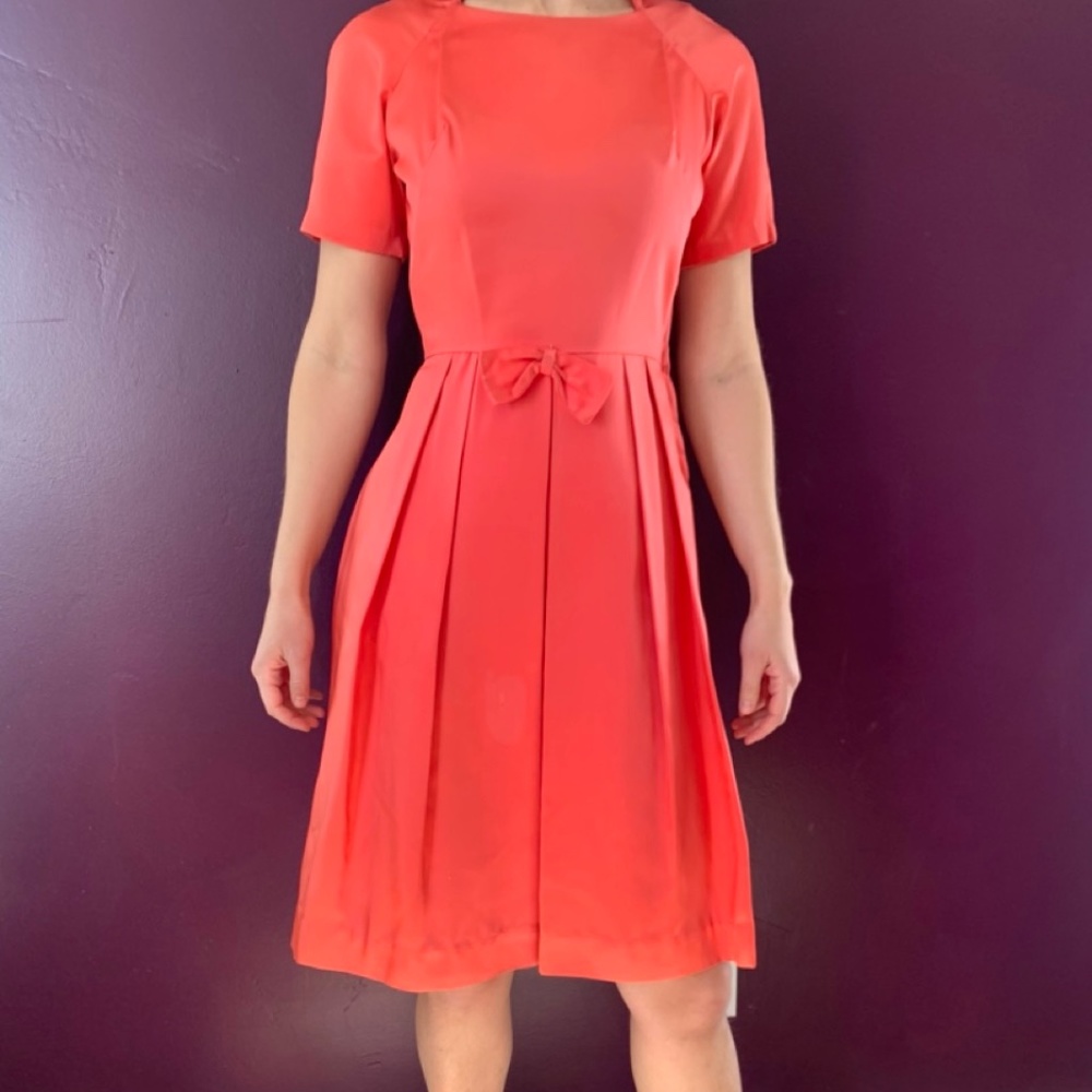 Coral Satin Vintage Handmade Dress